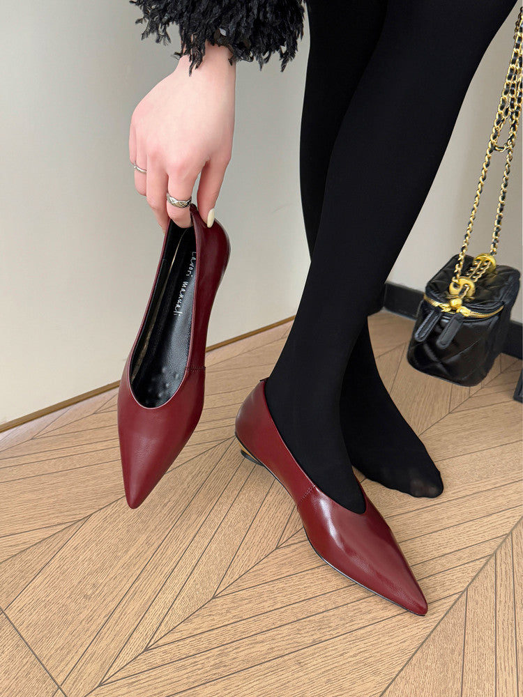 Karin Luna In Stock Spot Goods Classic three-color pointed toe metal heel shoes