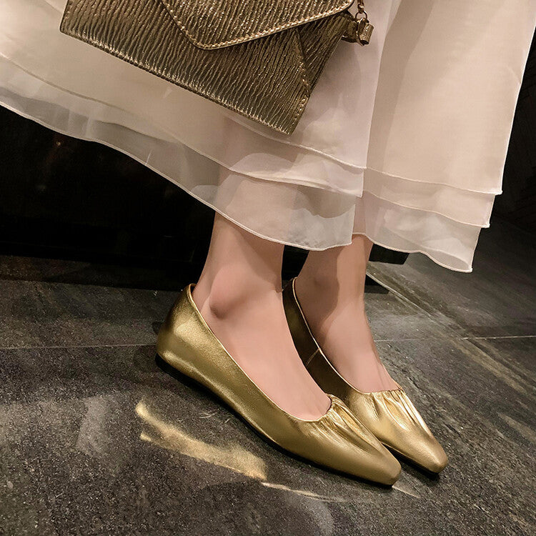 Karin Luna fell in love at first sight~ Spot Goods  Spot Goods Vintage Wrinkled Hollow Soft Sheepskin Elegant Versatile Single Shoes