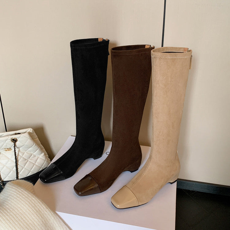 Karin Luna In Stock In Stock Patchwork Long Boots Elegant Versatile