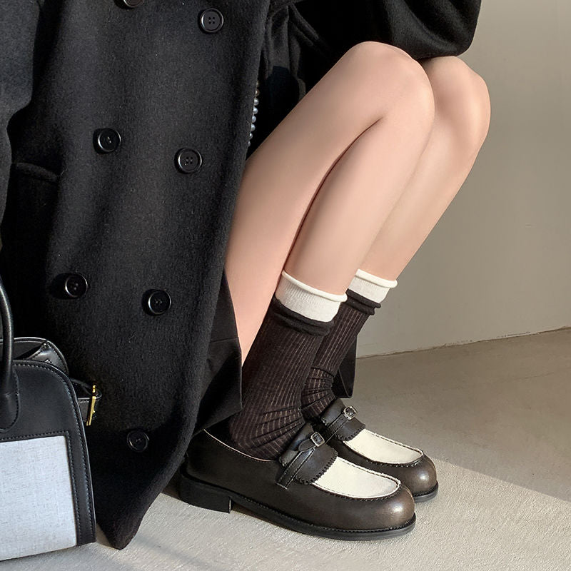 Karin Luna Casual Shoes Series~  In stock Classic color-blocking British style deep-mouth single shoes