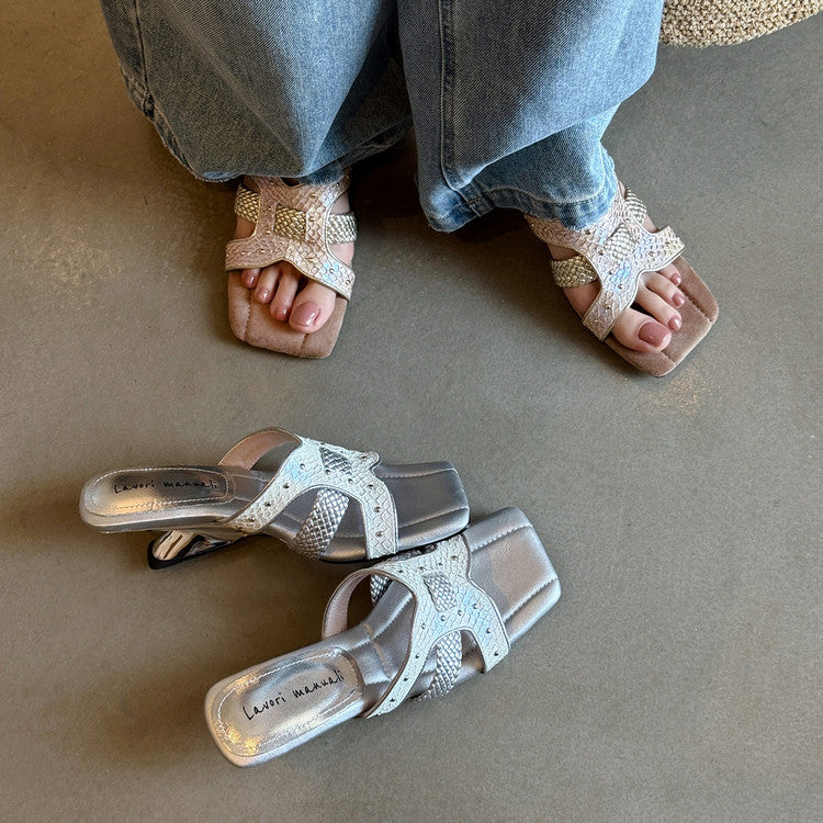 Karin Luna Fish Skin Series~ Hot-selling Square-Toe Slippers with Built-in Traffic