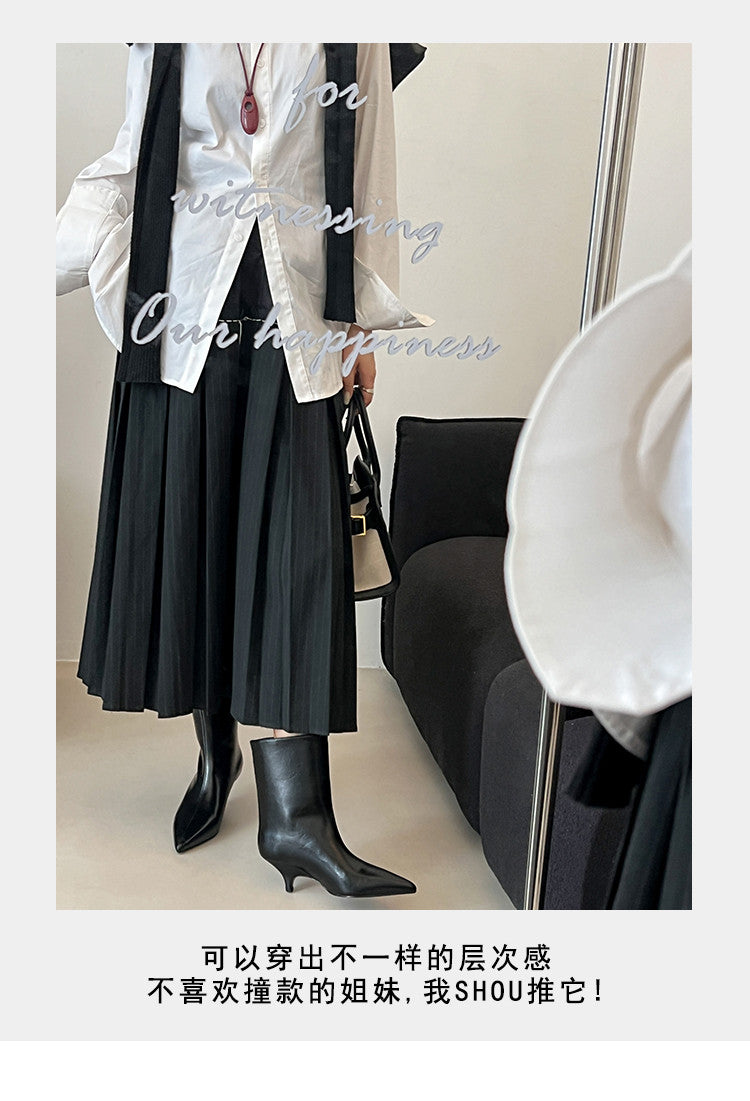 Karin Luna In Stock Spot Goods Minimalist Tube Kitten Heel Short Boots