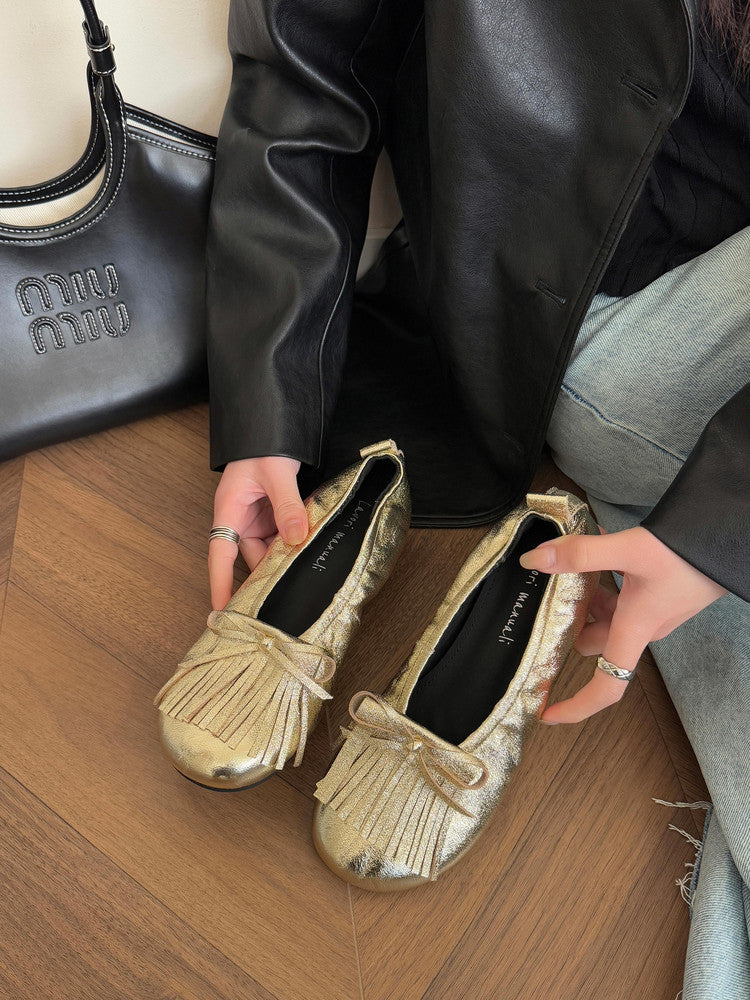 Karin Luna In Stock Spot Goods   Tassel Round Toe Hidden Wedge Mary Jane Shoes