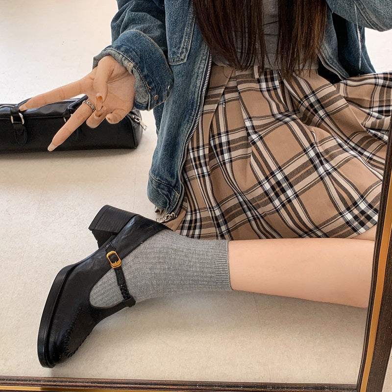 Karin Luna In Stock Spot Goods Vintage Braided Twist High Heels T Round Toe Thick Sole Single Shoes
