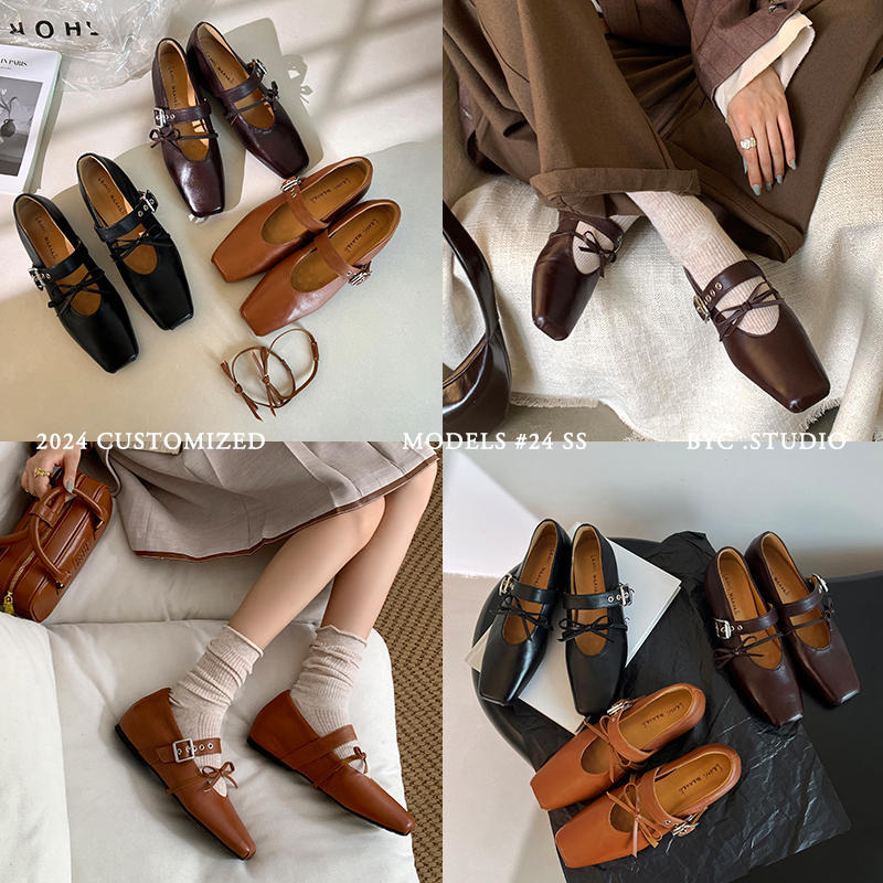 Karin Luna In Stock Spot Goods  Square Toe Internal Height Increase Detachable Bowknot