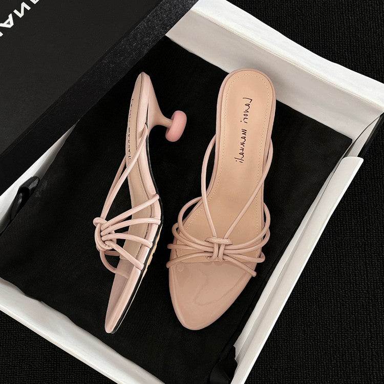 Karin Luna In Stock In Stock  In Stock Round Toe Cross Hollow Round Toe Stiletto Slippers