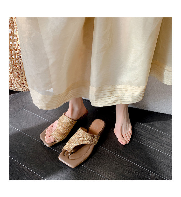 Karin Luna Bestseller  Popular  Data Hot-Selling Toe-Clip Straw Vacation Style Slippers