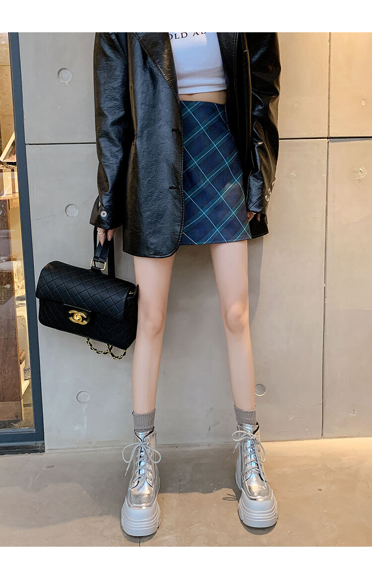 Karin Luna Casual Thick Sole Full Cowhide Lace-up Thick-soled Short Boots   Classic All-Matching