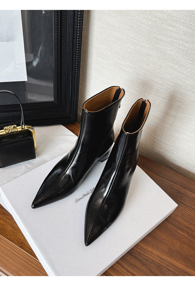 Karin Luna Versatile Elegant Style Pointed Toe Hidden Wedge Short Boots