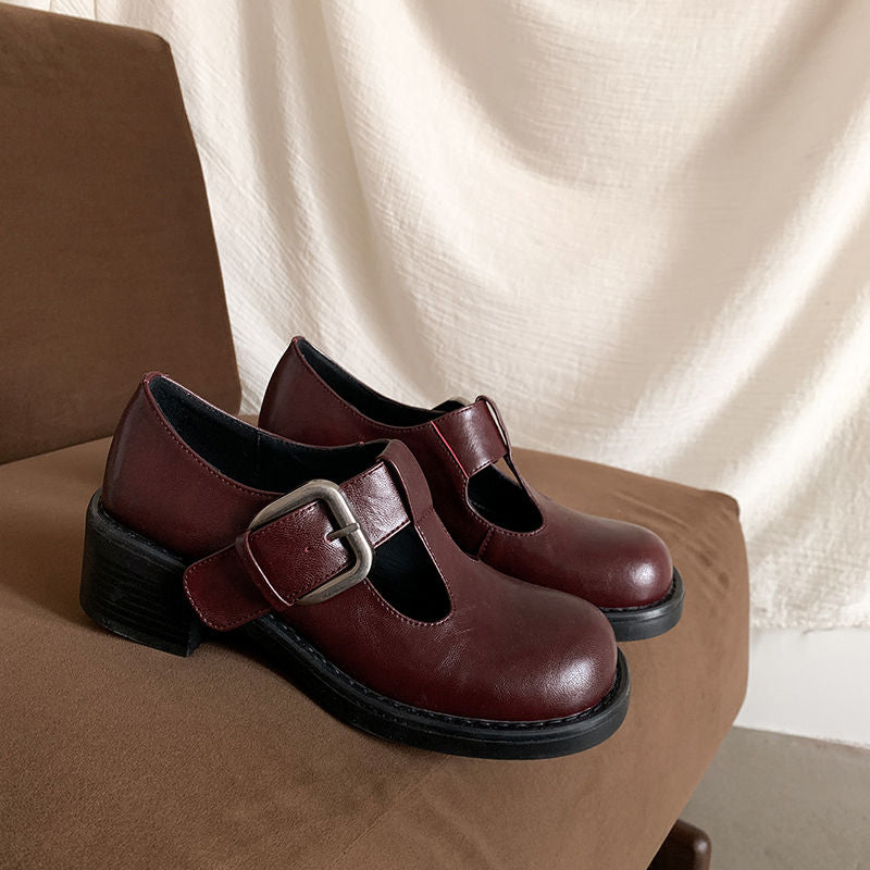 Karin Luna In Stock Spot Goods round Head t Round Toe British Style Single Shoes