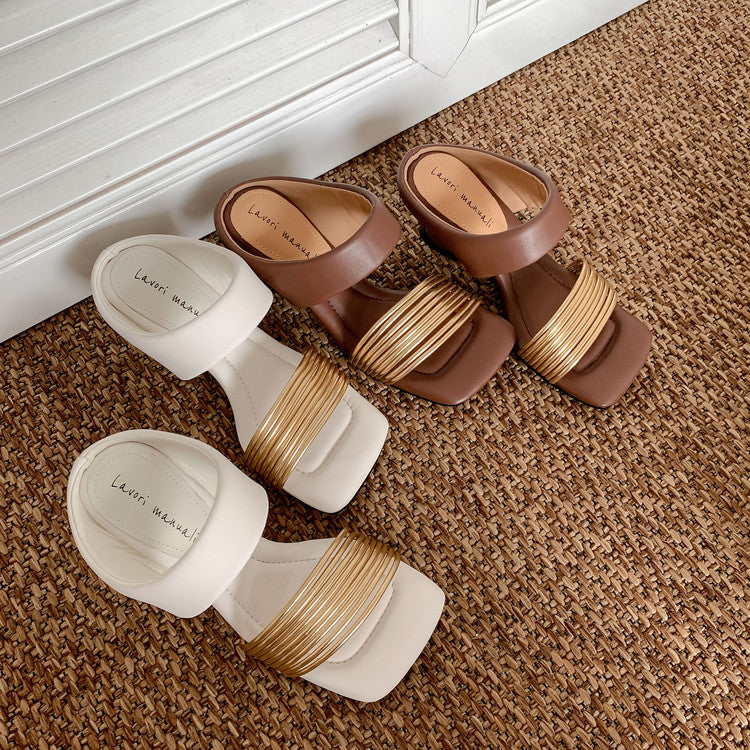 Karin Luna In Stock In Stock Minimalist Style Square-Toed Elegant Slippers
