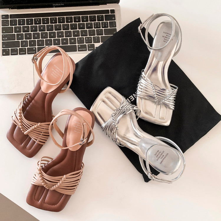 Karin Luna Data Hot Item  Comes with data plan included Hand-woven Square Toe Sofa Insoles Irregular Heel Sandals