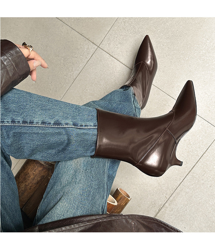 Karin Luna In Stock  Spot Goods Elegant kitten heel pointed toe trendy ankle boots