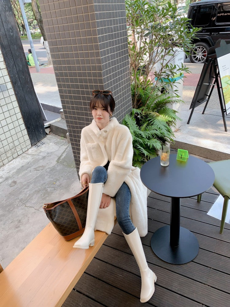 Karin Luna Internet Celebrity Photo  Best-selling in stock Full Leather Basic Long Boots  Winter Essential Combat Boots