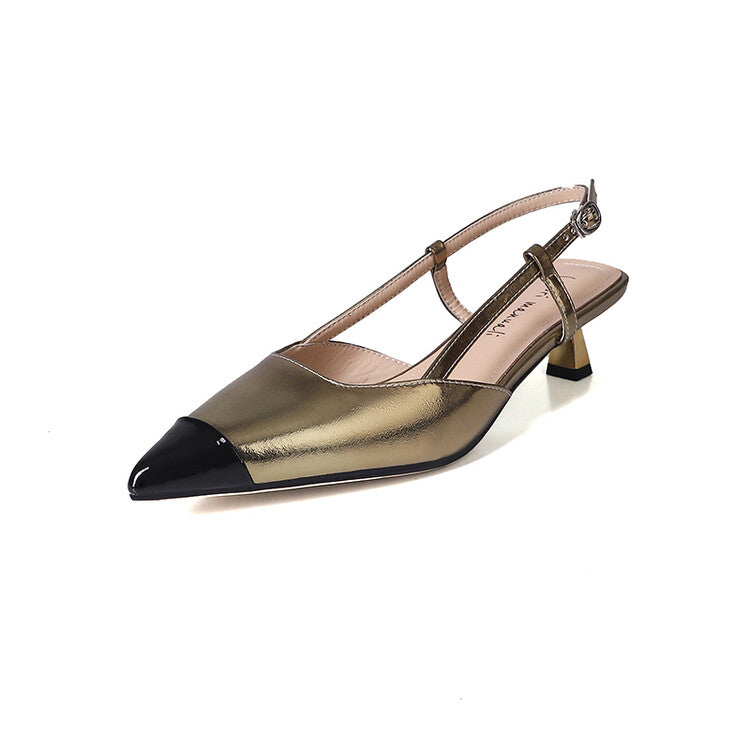 Karin Luna In Stock 24New Year's stock is now available Color Block Pointed Toe Full Leather Sandals