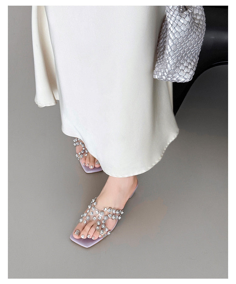 Karin Luna In Stock Spot Goods Classic versatile transparent sequin slippers