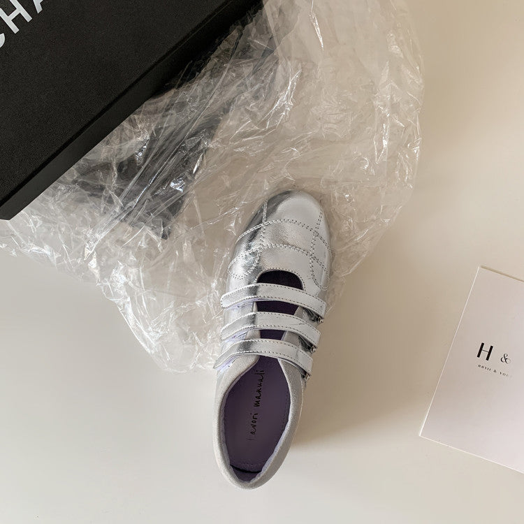 Karin Luna Casual Shoes Series~  In Stock In Stock Magic Tape Round Toe Internal Height Increase Single Strap Flats