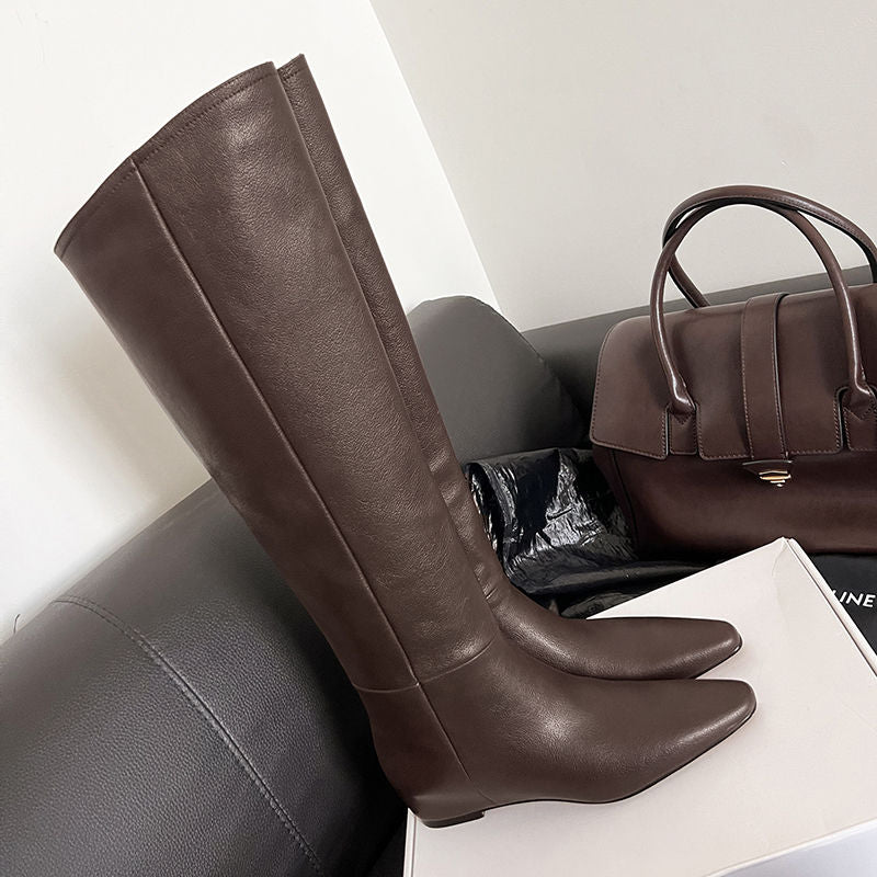 Karin Luna Elegant Style Slanted Inner Height-Increasing Long Boots