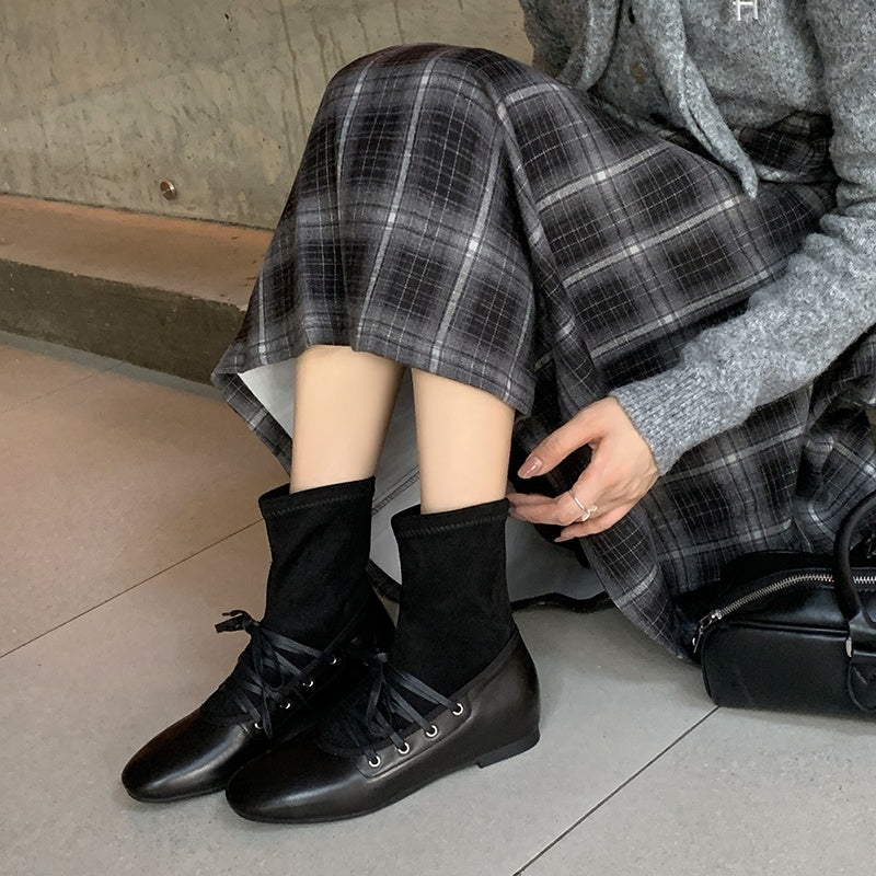 Karin Luna Round Toe Internal Height Increase Lace-up Ankle Boots