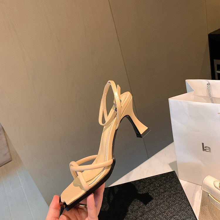 Karin Luna Classic Style  In stock  Basic Versatile Cross Strap High Heel Sandals