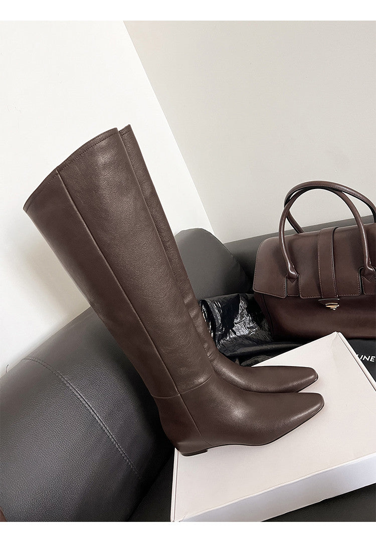 Karin Luna Elegant Style Slanted Inner Height-Increasing Long Boots