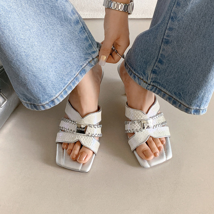 Karin Luna Fish Skin Series~ Hot-selling Square-Toe Slippers with Built-in Traffic
