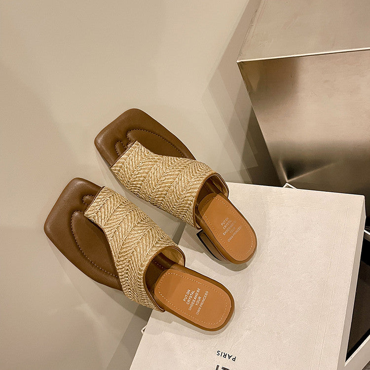 Karin Luna Bestseller  Popular  Data Hot-Selling Toe-Clip Straw Vacation Style Slippers