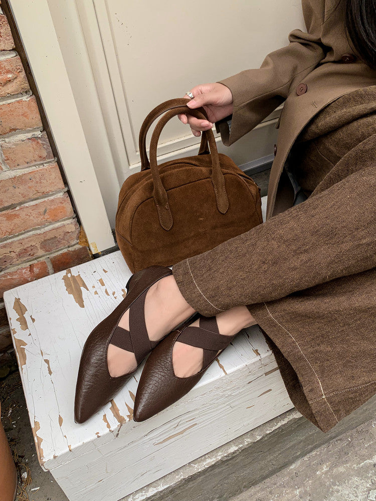 Karin Luna In Stock  Spot Goods  a Large Number of Spot Goods Pointed Toe Cross Strap Hidden Wedge Shoes