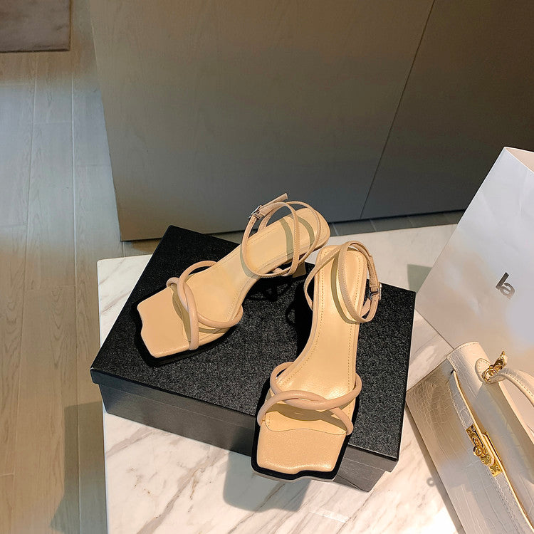 Karin Luna Classic Style  In stock  Basic Versatile Cross Strap High Heel Sandals