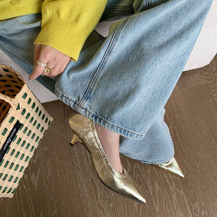 Karin Luna In Stock Spot Goods    Vintage Classic Style Shallow Mouth Single Shoes