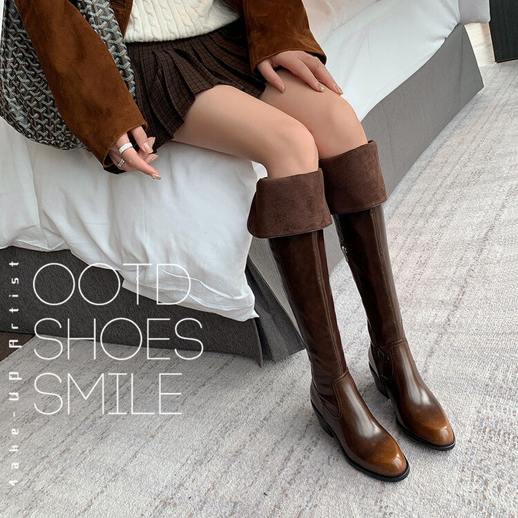 Karin Luna exploded  Three versions exploded Single Fleece Lining Fur Collar Version  Thick Fur Collar Foldable Hot-Selling Full Cowhide Pointed Toe Chunky Heel Classic Style