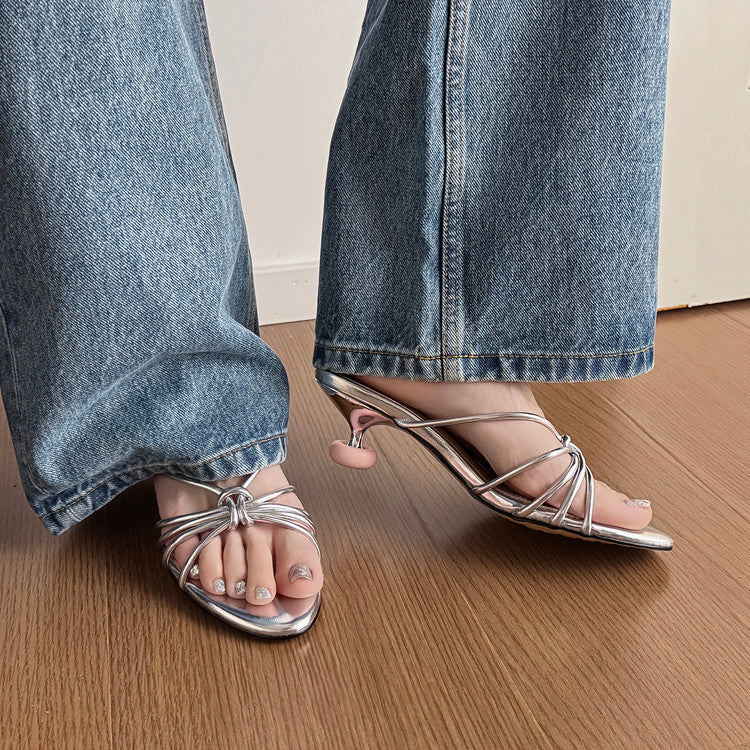 Karin Luna In Stock In Stock  In Stock Round Toe Cross Hollow Round Toe Stiletto Slippers