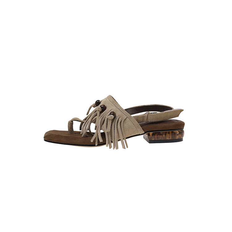 Karin Luna  Tassel Series~Spot Goods  In-stock Clip-toe Square Toe Sandals