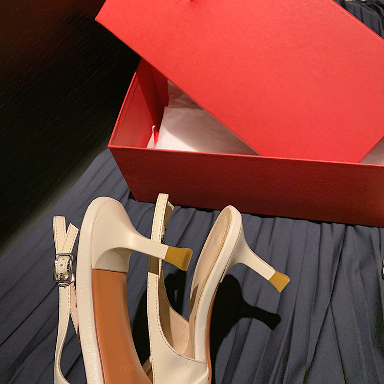 Karin Luna In Stock In Stock  Exquisite Pointed Toe Backless Closed-Toe Stiletto Sandals