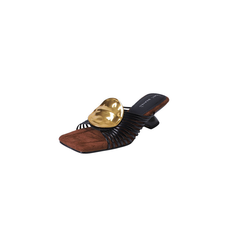 Karin Luna Bestseller Popular New Image  Comes with data plan included Resort Style Irregular Heel Thin Strap Slippers