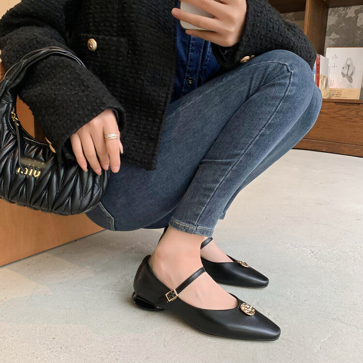 Karin Luna Camellia Story~In stock  Full Leather Shallow Mouth Single Shoes