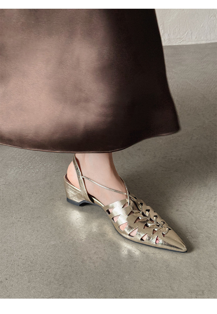 Karin Luna Braided Style ~Cross-woven Pointed Toe Closed-toe Sandals