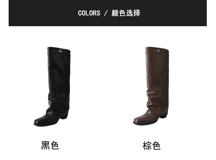 Karin Luna cool girl Stylish and Sweet Square-Toe Booties