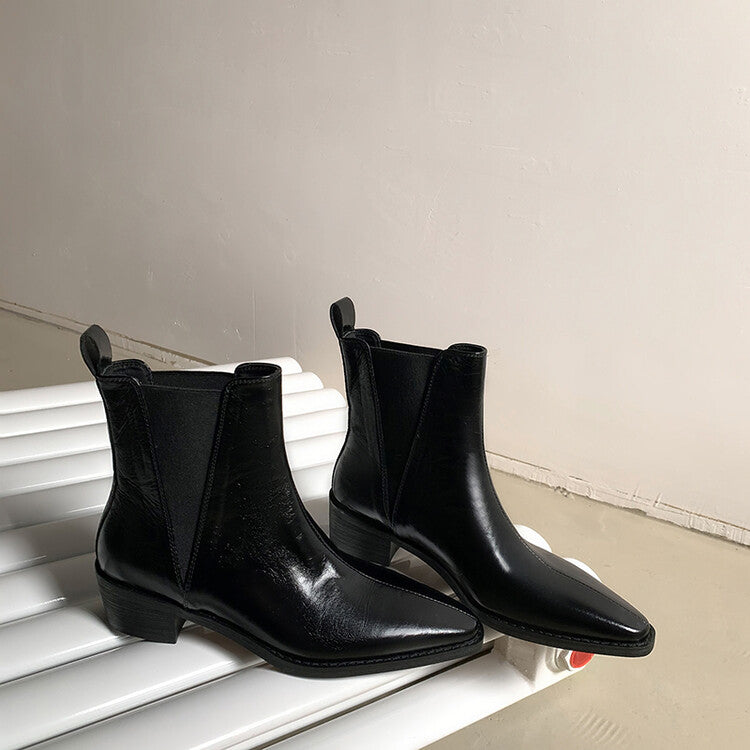 Karin Luna In Stock In stock   Classic first-layer cowhide Chelsea elastic ankle boots