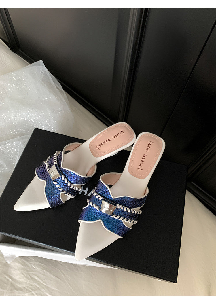 Karin Luna Fish Skin Series~Minimalist Pointed Toe Hot-Selling Unique Heel Slippers