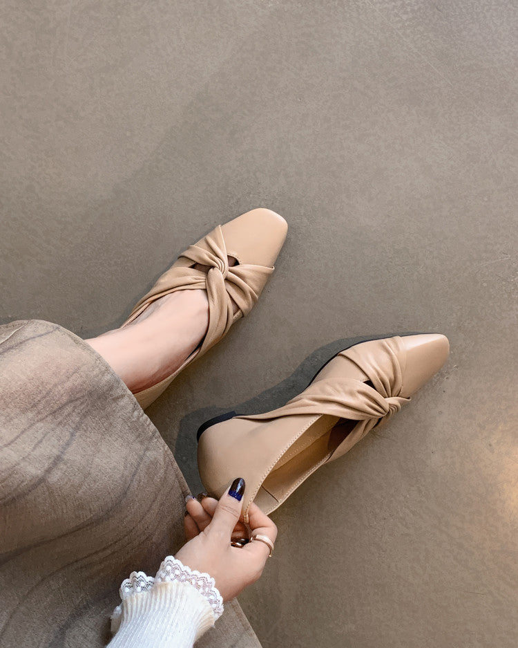 Karin Luna Cross Design Square Toe Hidden Wedge Shoes