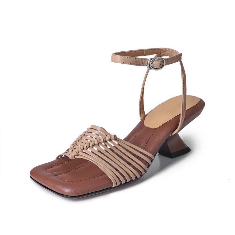 Karin Luna Data Hot Item  Comes with data plan included Hand-woven Square Toe Sofa Insoles Irregular Heel Sandals