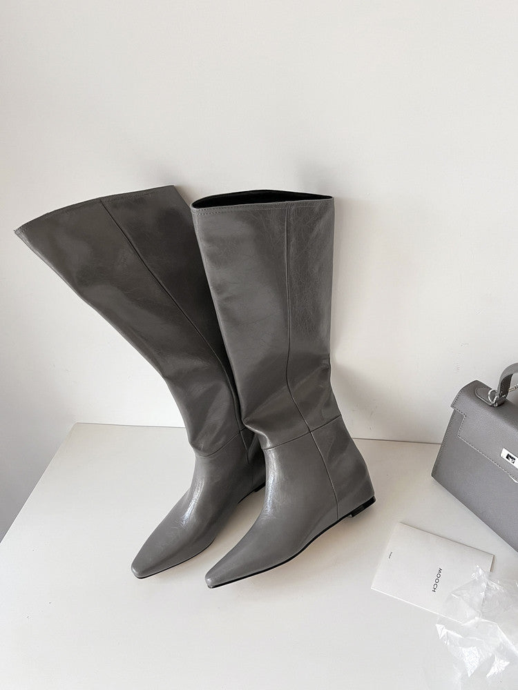 Karin Luna Elegant Style Slanted Inner Height-Increasing Long Boots