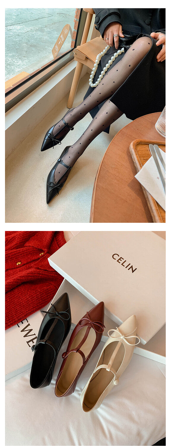 Karin Luna is a perfect Korean drama heroine~French Retro Style Full leather inside and out Pointed Bowknot