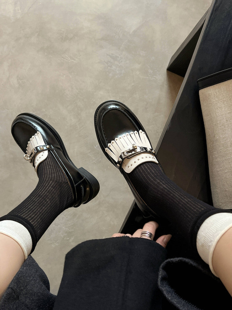 Karin Luna Casual Shoes Series~ Spot Goods Spot Goods Hot-selling Tassel Element Small Gold Buckle Single Shoes