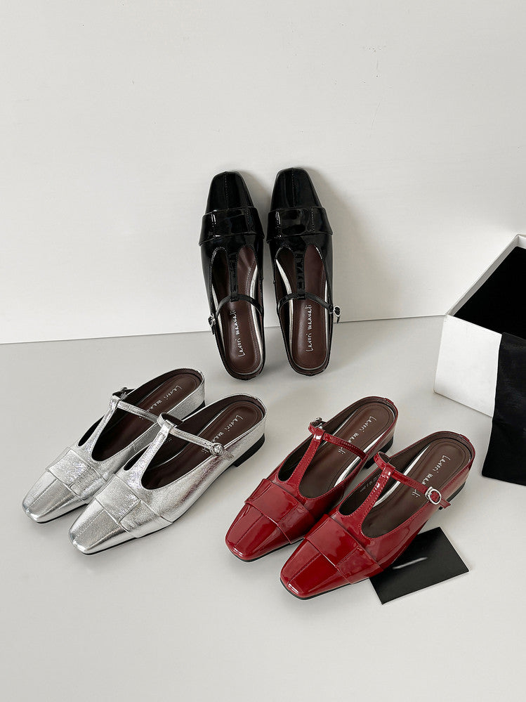 Karin Luna In Stock Spot Goods  t Square-Toed Full Leather Basic Slippers