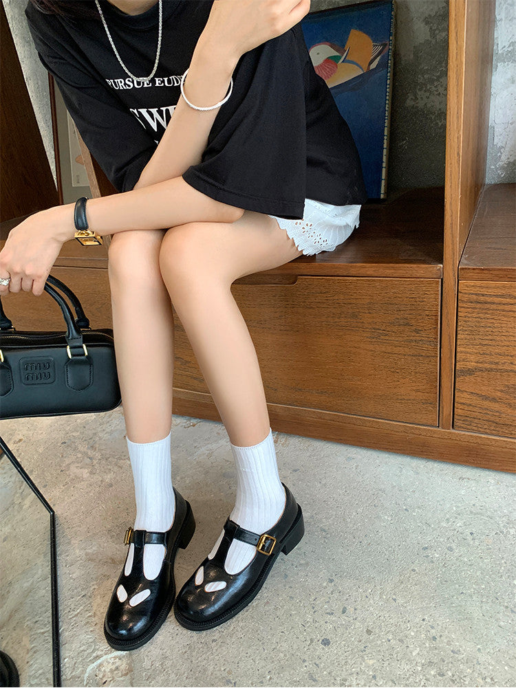 Karin Luna In Stock Spot Goods Minimalist Retro British Style Irregular Hollow Single Shoes