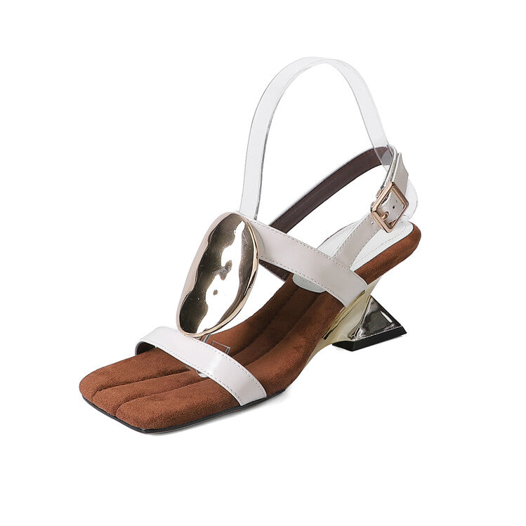 Karin Luna Hot-Selling Fasteners  Irregular Heel Open-Toe Sandals