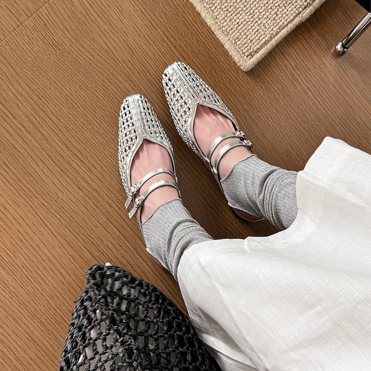 Karin Luna In Stock Spot Goods Hollow Woven One-Strap Closed-Toe Slippers