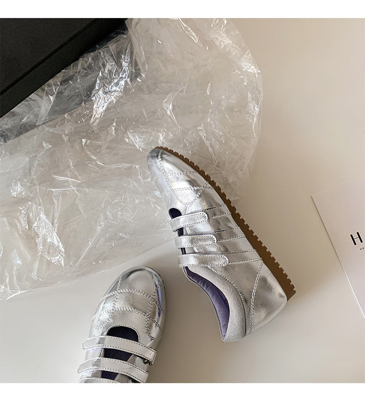 Karin Luna Casual Shoes Series~  In Stock In Stock Magic Tape Round Toe Internal Height Increase Single Strap Flats